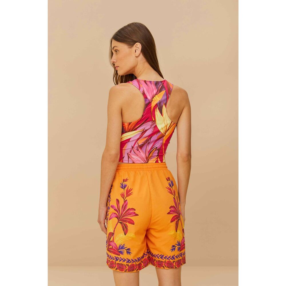 FARM Rio Orange Floral Print Drawstring Shorts - Picture 10 of 10